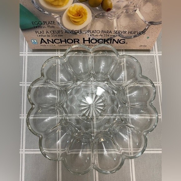 Vintage Anchor Hocking Deviled Egg Platter Relish Pickle Server Tray Glass - Picture 3 of 3